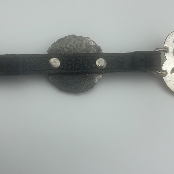 Vintage Silver & Leather Chain & Floral Conchos Statement Belt Boho Western Sz S main image 2